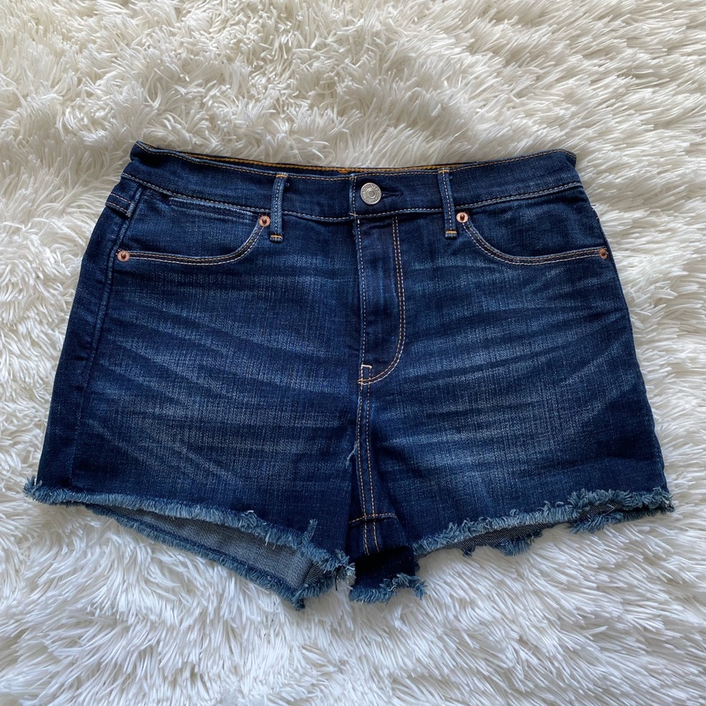 Abercrombie & Fitch Dark Blue Denim High-Waist Shorts